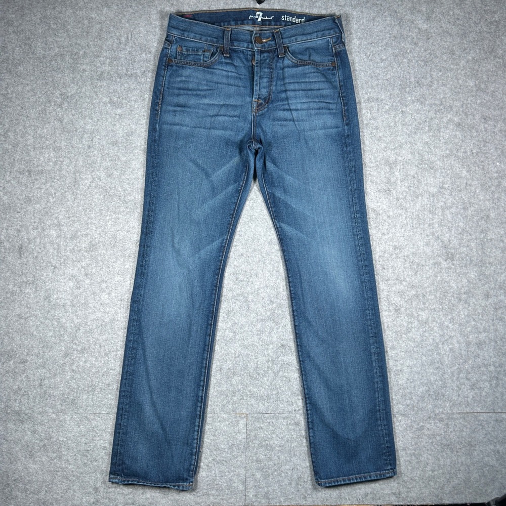 7 For All Mankind denim jeans mens 30 Blue Standard Straight Leg USA Made